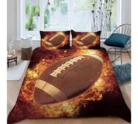 Rugby Double Duvet Cover Set Sports Theme Bedding 3D Soft Comfort Microfiber Quilt Cover 200x200 cm with Zipper Closure and 2 Pillowcases for Kids Teenager Adults Z.603
