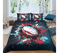 Rugby Double Duvet Cover Sets 3pcs Abstract Painting Doodle Bedding Set 3D Printed Brushed Ultra Soft Microfiber Quilt Cover 200x200 cm with Zipper Closure with 2 Pillowcases B.279