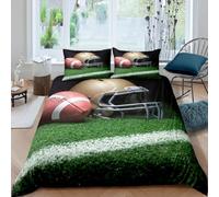Rugby Double Duvet Cover Sets Sports Bedding Set 3D Print Microfiber Soft Lightweight Breathable Quilt Cover with Zipper and 2 Pillowcases b-1443