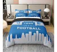 Rugby Double Duvet Cover Sets Teenage Boy Bedding Set 3D Print Microfiber Soft Lightweight Breathable Quilt Cover with Zipper and 2 Pillowcases b-2103