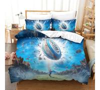 Rugby Duvet Cover Comforter Covers 3D Print Cool Rugby for Teens And Adults Quilt Cover with Zipper Closure with Pillow Cases Soft Microfiber Bedding Set 3 Pieces Super King（260x220cm）