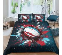 Rugby Duvet Cover for Teens And Adults 3D Print Graffiti Rugby Comforter Covers Quilt Cover Soft Microfiber Bedding Set with Pillow Cases with Zipper Closure 3 Pieces King（220x240cm）