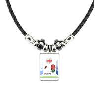 Rugby England Nation Sport Black Soft Leather Necklace With Velvet Gift Bag