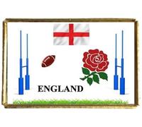 Rugby England Nation Sport Gold Colour Rectangle Badge With A Velveteen Bag