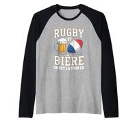 Rugby et Bière On Est La Pour Ça French Flag Rugby Fans Try Raglan Baseball Tee