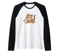 Rugby Ferret Runner Cartoon Raglan Baseball Tee
