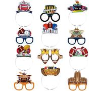 Rugby Football Party Photo Prop Set,12 PCS Super Bowl Party Paper Glasses Frame Football Themed Hair Band Headband for Super Bowl Game Day Sport Party Club Decorations