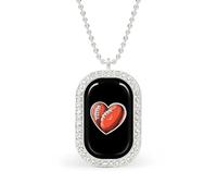 Rugby Footballer Heart Shape Football Necklace Gift for Women White Diamond Necklaces Sparkling Rectangular Pendant with Chain