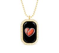 Rugby Footballer Heart Shape Football Necklace Gift for Women White Diamond Necklaces Sparkling Rectangular Pendant with Chain