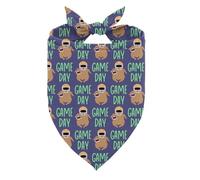 Rugby Game Dog Bandana, Game Day Pet Kerchief with Turkey Wearing a Football Helmet Pattern, Adjustable Comfortable Triangle Dog Scarf for Small Medium Dogs