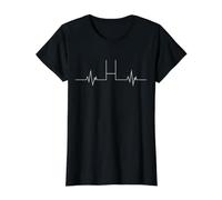 Rugby Heartbeat - Heartbeat ECG with Rugby Goal Value Graphic T-Shirt, Women, Black, M