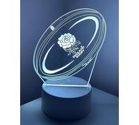 Rugby Ireland Wales England Irish Provinces LED Night Light for Kids, 3D Illusion Night Lamp, 16 Colors Changing with Remote Control, Room Decor, Gifts for Children (England - White Base)
