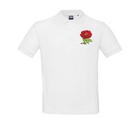 Rugby Kids Polo Shirt Personalised Embroidered England Crest Classic Vintage Style in White with Short Sleeves Best Gift for Unisex Kids (3/4 Years)