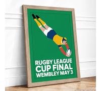 Rugby League Cup Final Vintage Framed Wall Art Print A2 (59.4×42cm) Oak, Wall Decor for Living Room, Bedroom, Office & Home, Ready to Hang, Art Gift