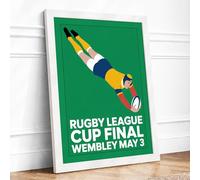Rugby League Cup Final Vintage Framed Wall Art Print A4 (29.7×21cm) White, Wall Decor for Living Room, Bedroom, Office & Home, Ready to Hang, Art Gift