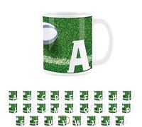 Rugby Letter A Mug - White Initial Personalised Alphabet Tea Coffee Gift Mug Present