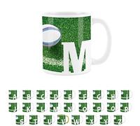 Rugby Letter M Mug - White Initial Personalised Alphabet Tea Coffee Gift Mug Present