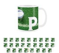 Rugby Letter P Mug - White Initial Personalised Alphabet Tea Coffee Gift Mug Present