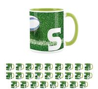 Rugby Letter S Mug - Light Green Initial Personalised Alphabet Tea Coffee Gift Mug Present