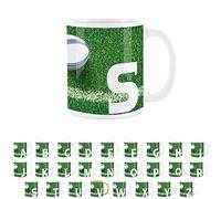Rugby Letter S Mug - White Initial Personalised Alphabet Tea Coffee Gift Mug Present