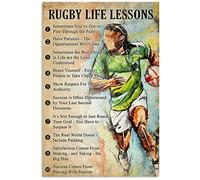 Rugby Life Lessons Metal Tin Signs Rugby Retro Posters Rugby Club Plaque Decorations Home Room Cafe Wall Art Decor 8x12 Inches