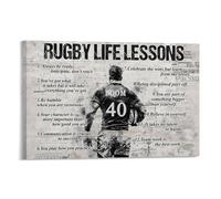 Rugby Life Lessons Personalized Canvas Print, Inspiration Rugby Poster Print, Custom Name Number Rugby Gift For Boys Men 08x12inch(20x30cm)