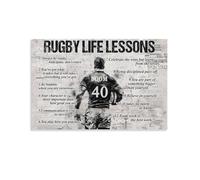 Rugby Life Lessons Personalized Canvas Print, Inspiration Rugby Poster Print, Custom Name Number Rugby Gift For Boys Men 08x12inch(20x30cm)