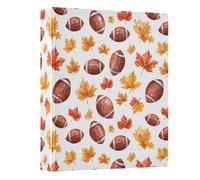 Rugby Maple Leaf Pattern 3 Ring Binder 1.5 Inch Round Ring Binder View Binder Holds 200 Documents for Home School Office Use