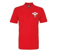 Rugby Mens Polo Shirt Personalised Embroidered Wales Cymru Classic Vintage Style in Red with Short Sleeves Best Gift for Unisex Adults (Samll)