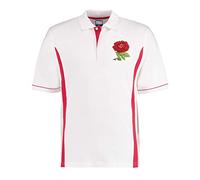 Rugby Mens Polo Shirt Personalised England Embroidered Classic Vintage Contrast Style in White and Red with Short Sleeves Best Gift for Unisex Adults (X-Large)