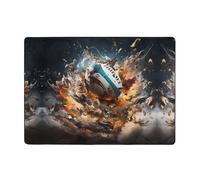 Rugby on Fire Flannel Carpet 80x58 inches for Bedroom Bedside mat, Living Room Coffee Table Carpet, Study Room Decorative mat