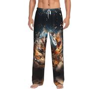 Rugby on Fire Men's Pajama Pants - Lightweight Comfy Lounge Pant With PocketsBlack Sleepwear Pants(S-3XL), White, Medium