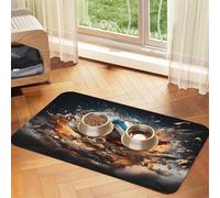 Rugby on Fire Pet Food Mat 23.62x15.71in Absorbent Non-Slip PU Leather Feeding Mat for Dogs Cats Rubber Bottom Fast Drying Rollable Pet Bowl Placemat