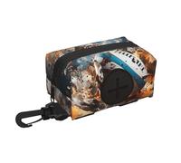 Rugby On Fire Pet Travel Waste Bag Storage Bag. Convenient Storage, Suitable For Leash, With Zipper, Easy To Carry When Traveling.