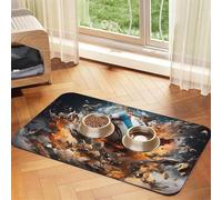 Rugby on Fire Pet Water Absorbent Faux Leather Feeding Mat 40x60cm Non Slip Durable Mat for Cat and Dog Bowls