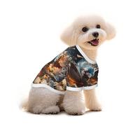 Rugby on Fire Print Pure Cotton Pet T-Shirt, Dogs & Cats Comfy Tee Vest, for Small Medium Summer Winter Clothes