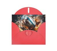 Rugby on Fire Print Shimmer Blank Greeting Cards with Envelopes, Elegant DIY Invitations,Thank You Notes