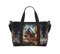 Rugby on Fire Printed Tote Travel Bag With Adjustable Shoulder Strap Suitable For Travel And Sports