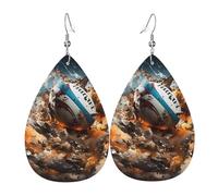 Rugby on Fire Teardrop-shaped leather earrings, clothing decoration, suitable for festival parties, holidays and daily life