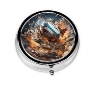 Rugby on Fire This Small, Printed, Round Pill Box is a Portable Pill and Vitamin Organizer Perfect for Pockets, Purses, and Travel.