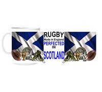 Rugby Perfected in Scotland Mug, Lovely Ceramic Gift Mug Featuring Emblem Scottish Rugby Fan Sport Gift