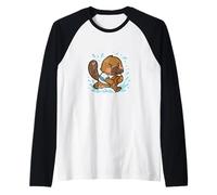 Rugby Platypus Runner Cartoon Raglan Baseball Tee