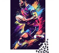 Rugby Player 1000 Piece Jigsaw Puzzle Colourful Abstract Art for Adults Relaxing Focus Home Decor 52x38cm/1000pcs