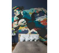 Rugby Player In Graphic Style Wall Mural Origin Murals Blue W300cm x H240cm