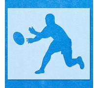 Rugby Player Passing Sports Stencil: Mylar Airbrush Wall Art Painting Crafts -A2 Stencil - Design Size (450mm 380mm)