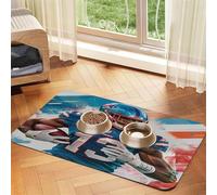 Rugby Player Pet Food Mat 17.2x11.81in Absorbent Non-Slip PU Leather Feeding Mat for Dogs Cats Rubber Bottom Fast Drying Rollable Pet Bowl Placemat