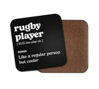 Rugby Player Square Coaster - Sport Fan Dictionary Regular But Cooler Definition Funny Joke Hobby Men Women Kitchen Drink #82607