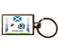Rugby Scotland Scottish Sport Nation Oblong Luxury Double Sided Metal Keyring And Gift Bag