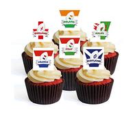 Rugby Six Nations Flags Edible Cupcake Toppers - Wafer Cake Decorations (Pack of 12)