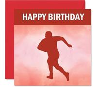 Rugby Sport Birthday Cards - Boys in Sports - Happy Birthday Card for Boy Son Brother Grandson Nephew Uncle Cousin, 145mm Bday Greeting Cards